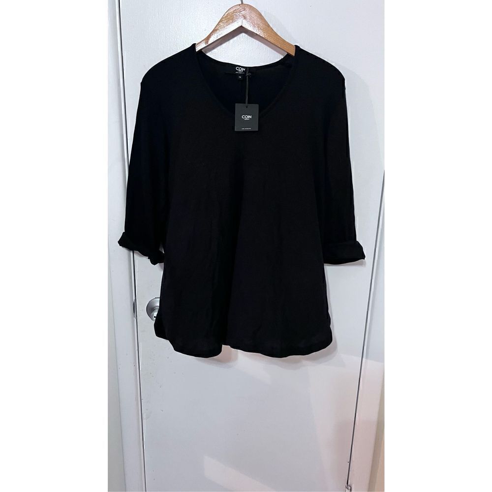 COIN 1804 BLACK RIBBED 3/4 BLOUSE NEW WOMENS SIZE 1X NEW - Picture 3 of 9
